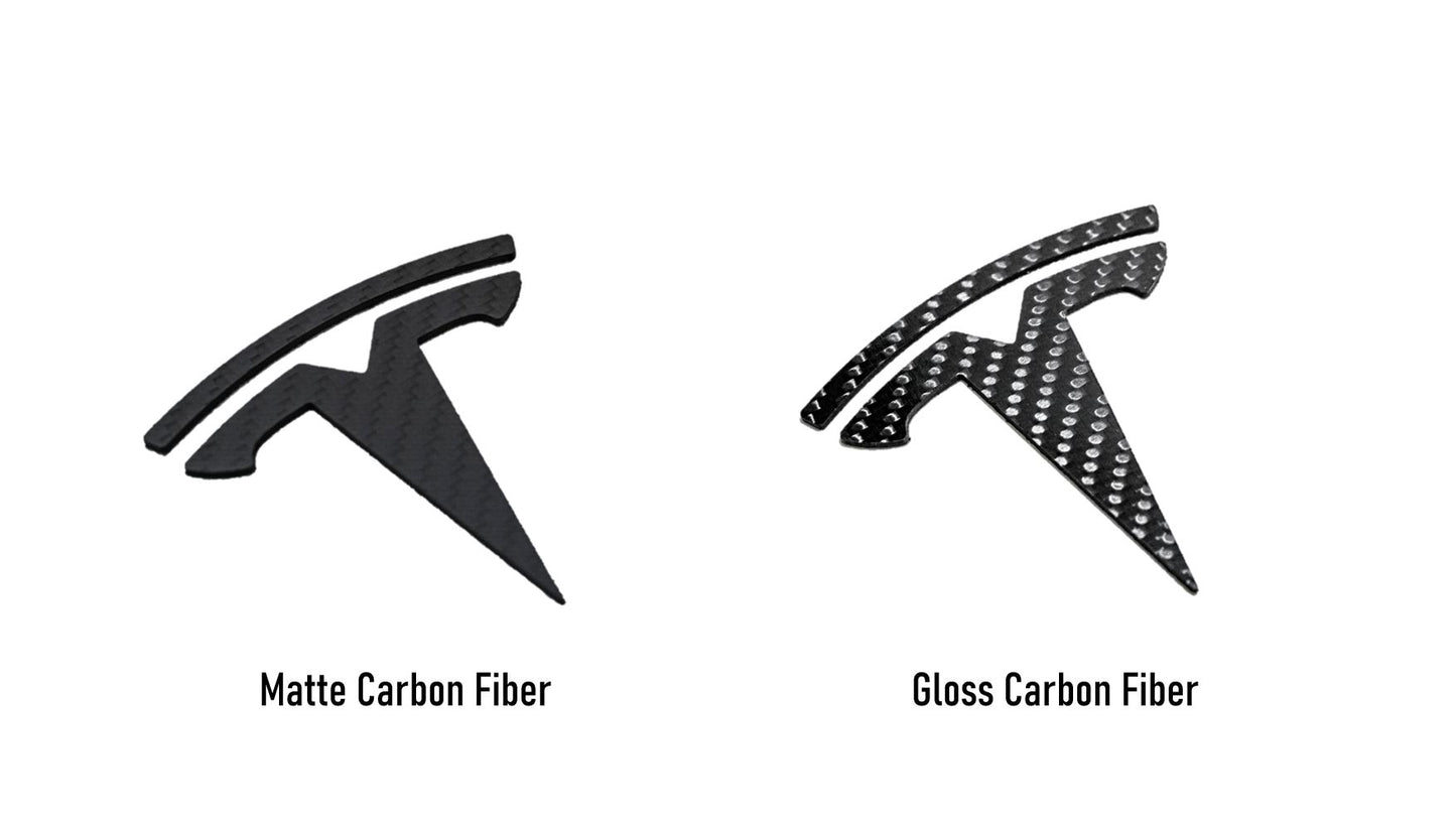 TESLA Gloss Carbon Fiber Emblem Logo for Model 3 & Y Hood +Trunk Letter Accessories - iCBL