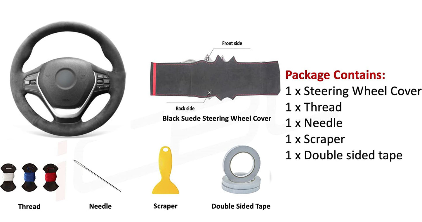 BMW F-Series Alcantara Suede Steering Wheel Cover Non-M sport DIY (Plain) - iCBL