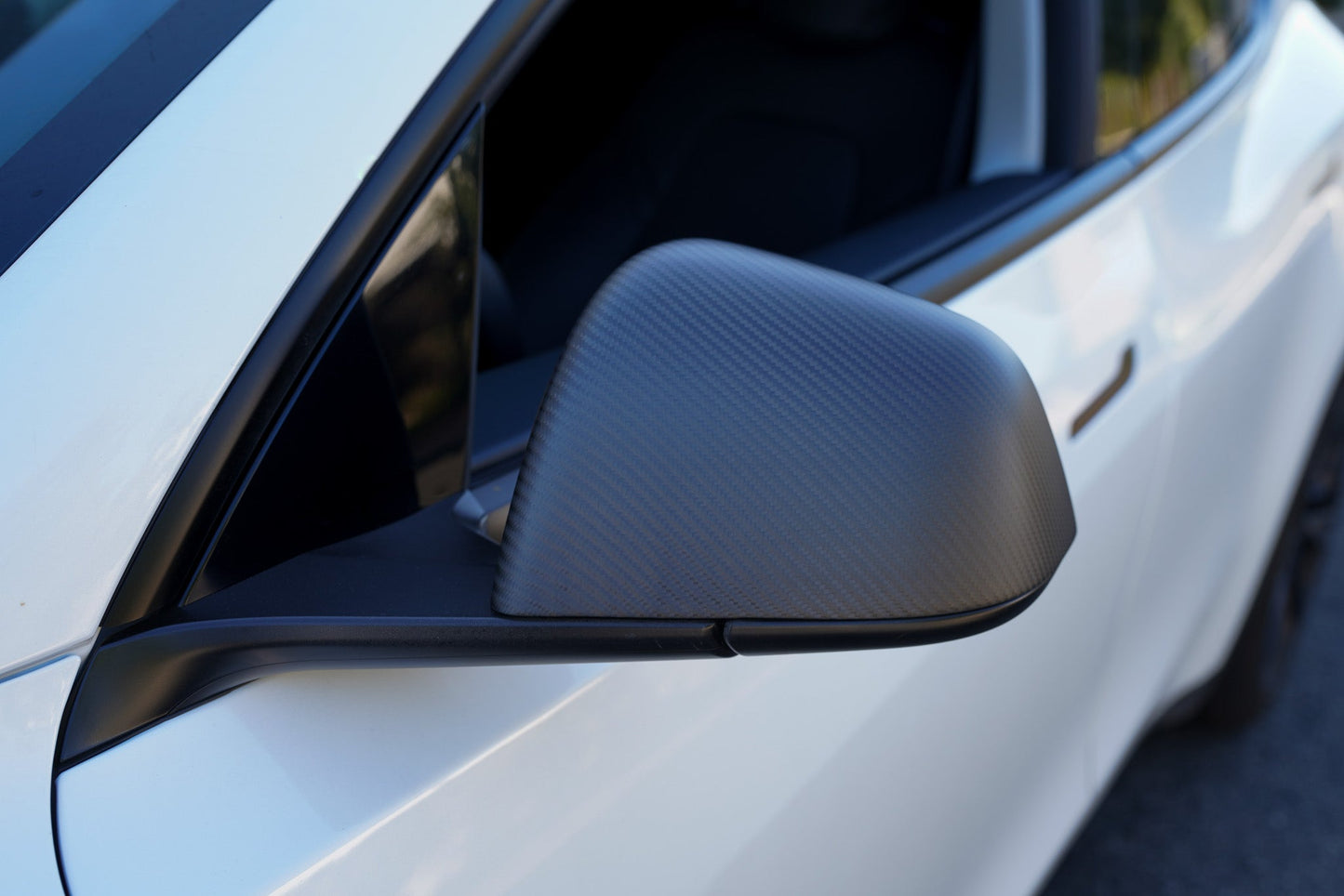 Tesla Model Y Real Carbon Fiber Side Mirror Caps Covers Gloss & Matte CF - iCBL
