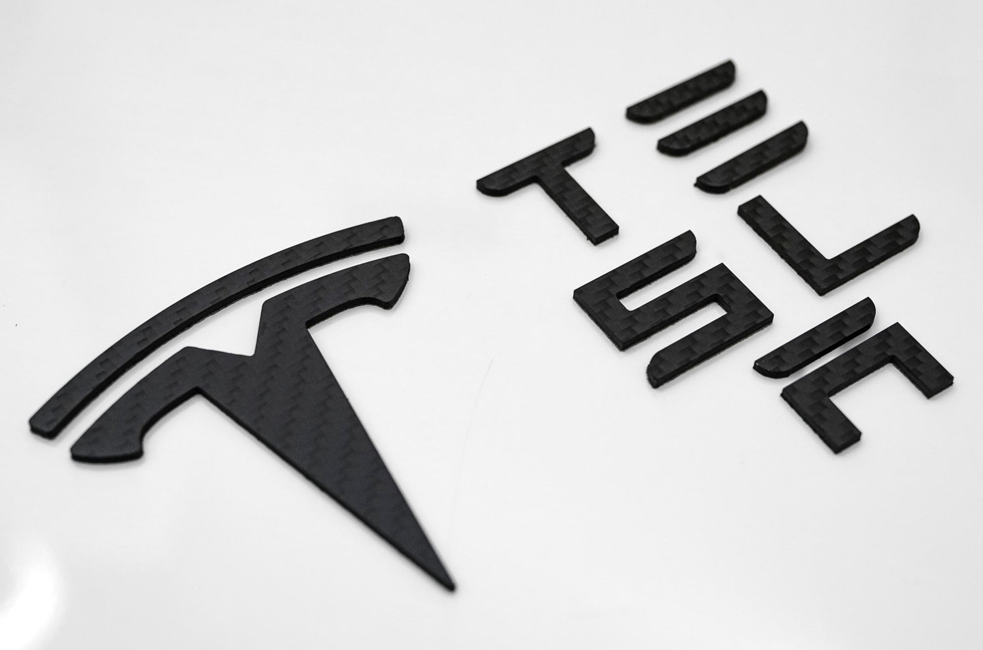 TESLA Gloss Carbon Fiber Emblem Logo for Model 3 & Y Hood +Trunk