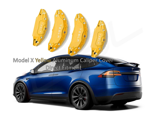 Tesla Model X Brake Caliper Covers Aluminum Front & Rear YELLOW 18-21 (4PCS) - iCBL