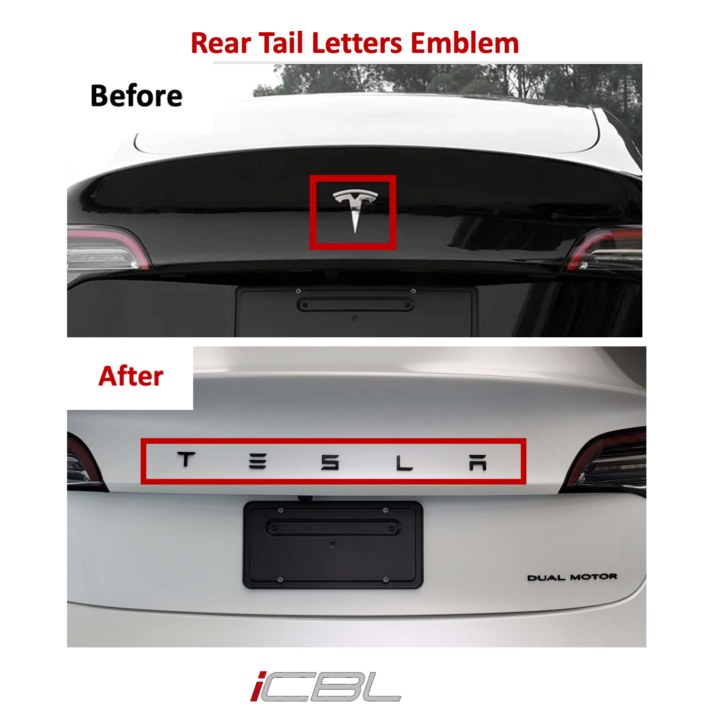 Model Y Replacement TESLA T Logo Emblems for Hood & Trunk (1 Pair, 4 P