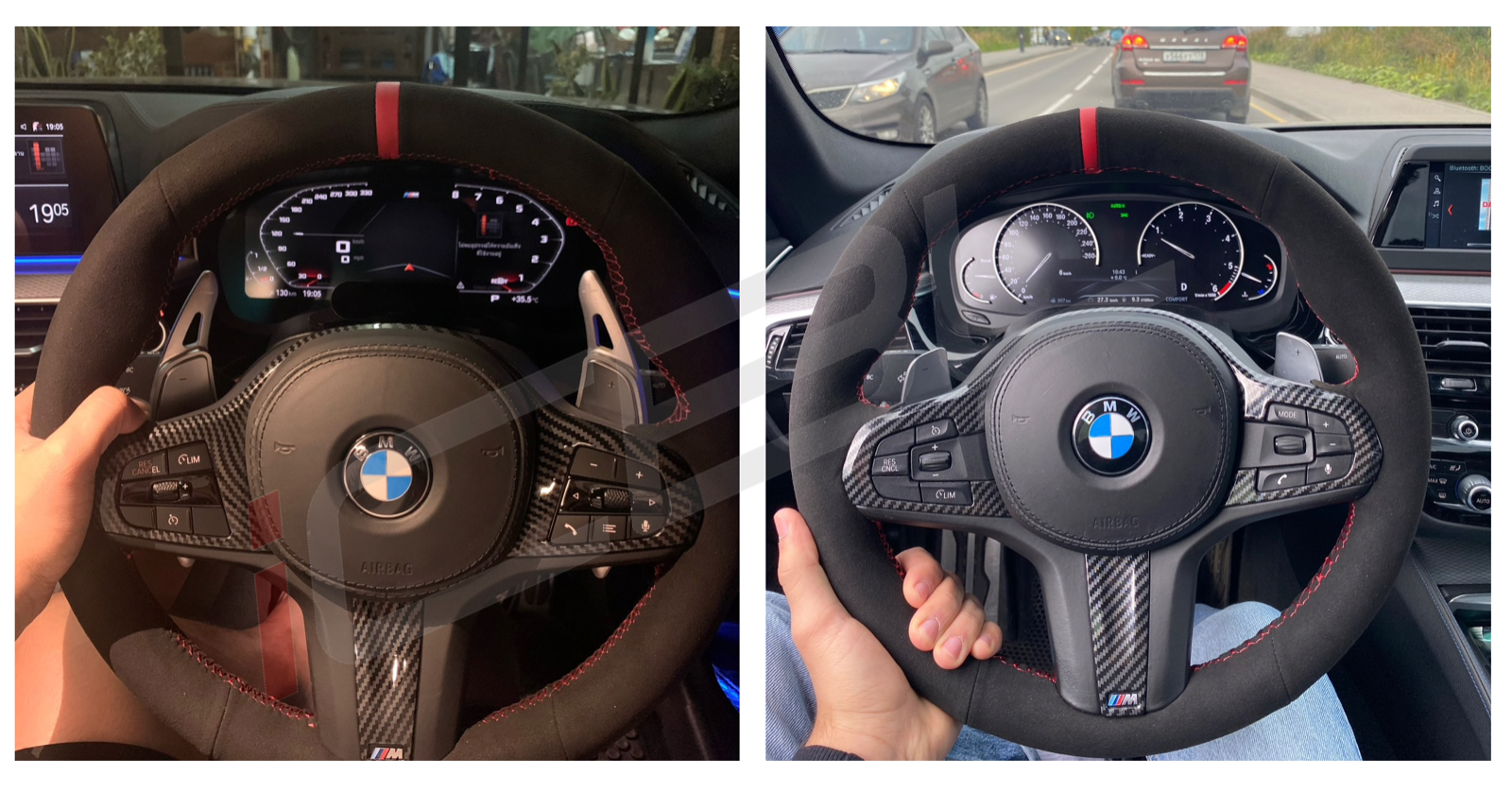 BMW G-Series Alcantara Suede Steering Wheel Cover DIY (Red Stripe) - iCBL