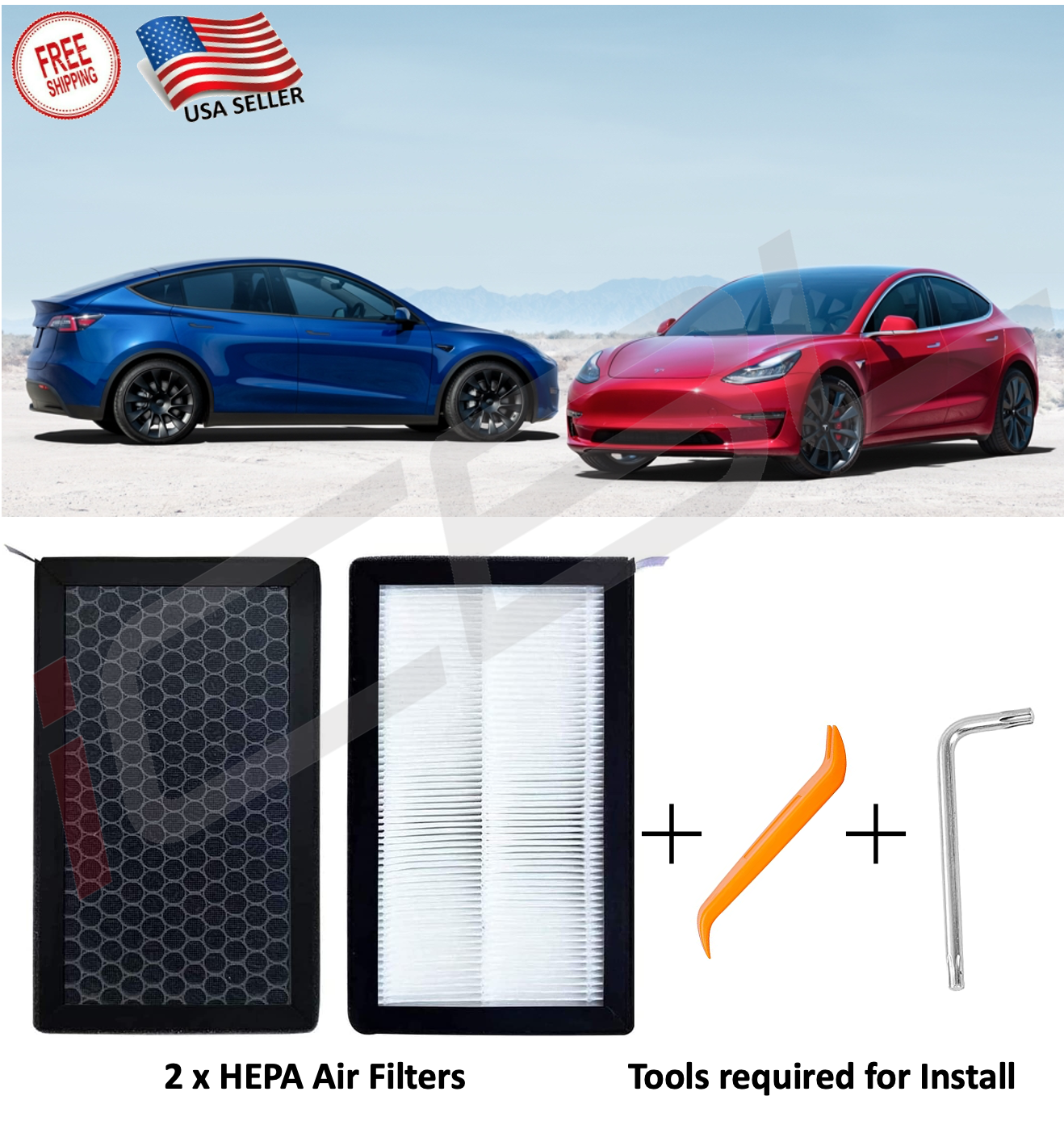 Vhbw 2x Filtres d'habitacle charbon actif compatible avec Tesla Model Y, 3  voiture