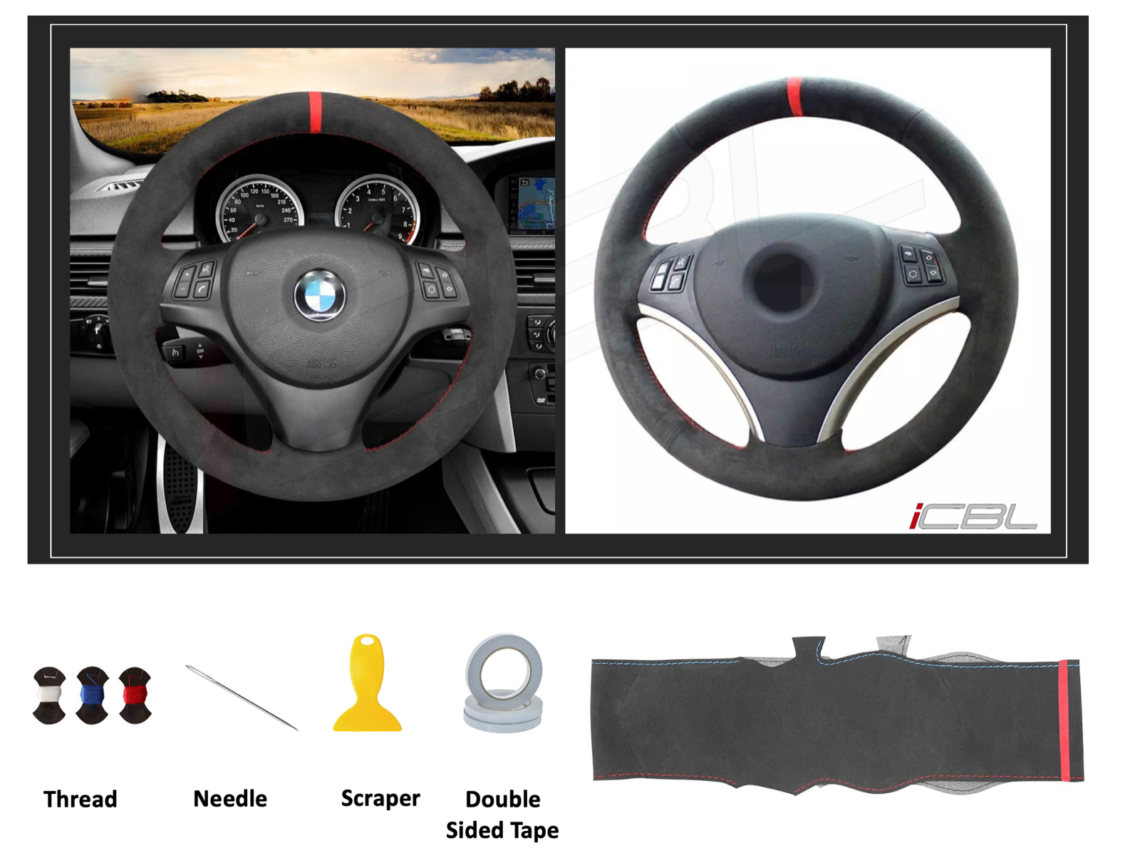 BMW E-Series Alcantara Suede Steering Wheel Cover DIY - iCBL