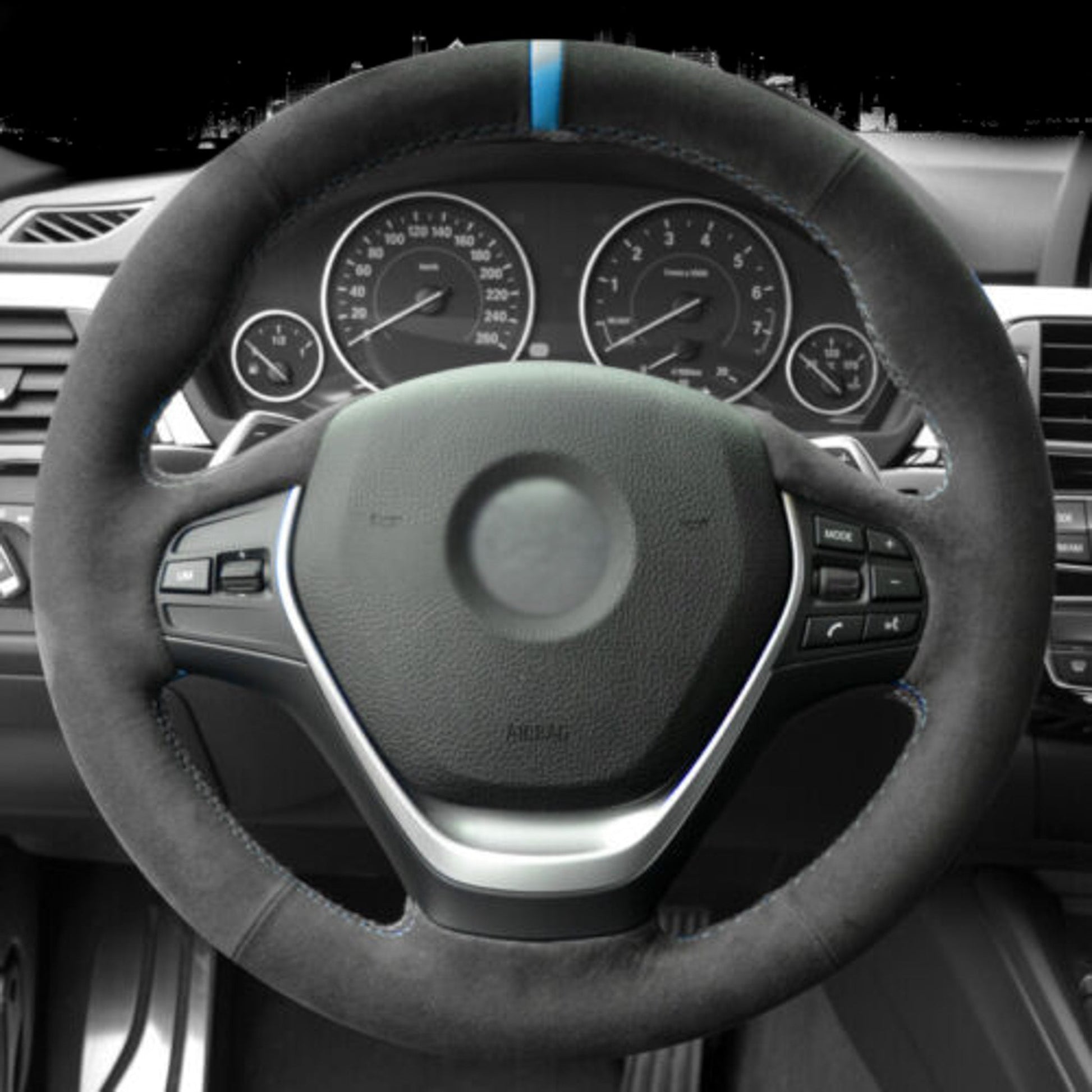 BMW F-Series Alcantara Suede Steering Wheel Cover Non-M sport DIY (Red Stripe) - iCBL